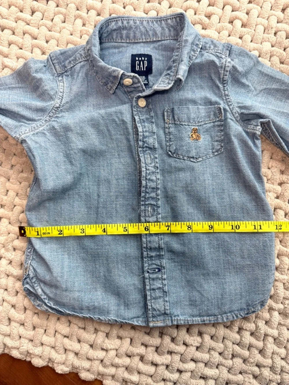 Gap Baby | Chambray Collared Shirt in Washed Medium Blue | 12-18 Months